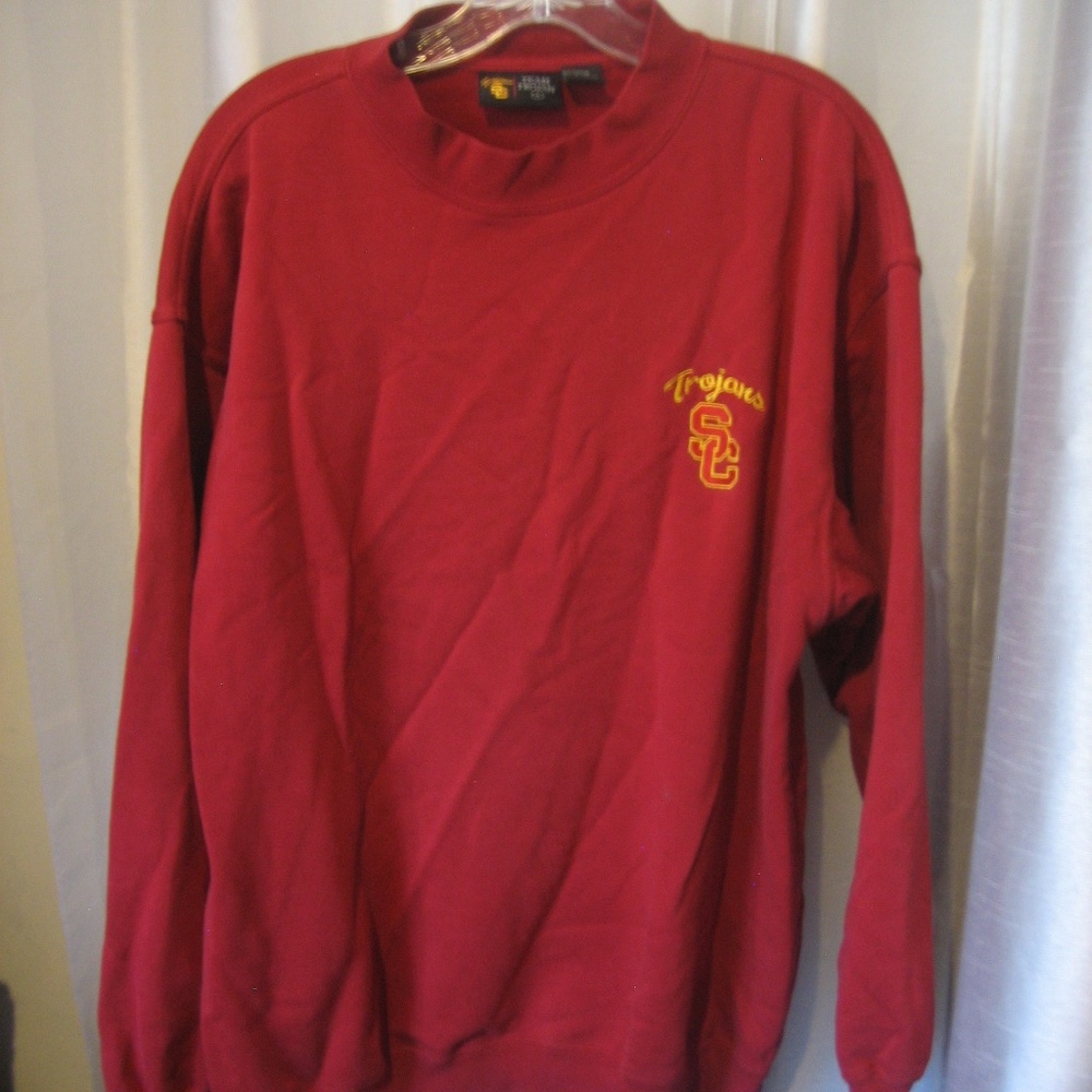 Team Trojan USC Trojans Men's Red Long Sleeve Pullover Shirt Sz L Pre-Owned